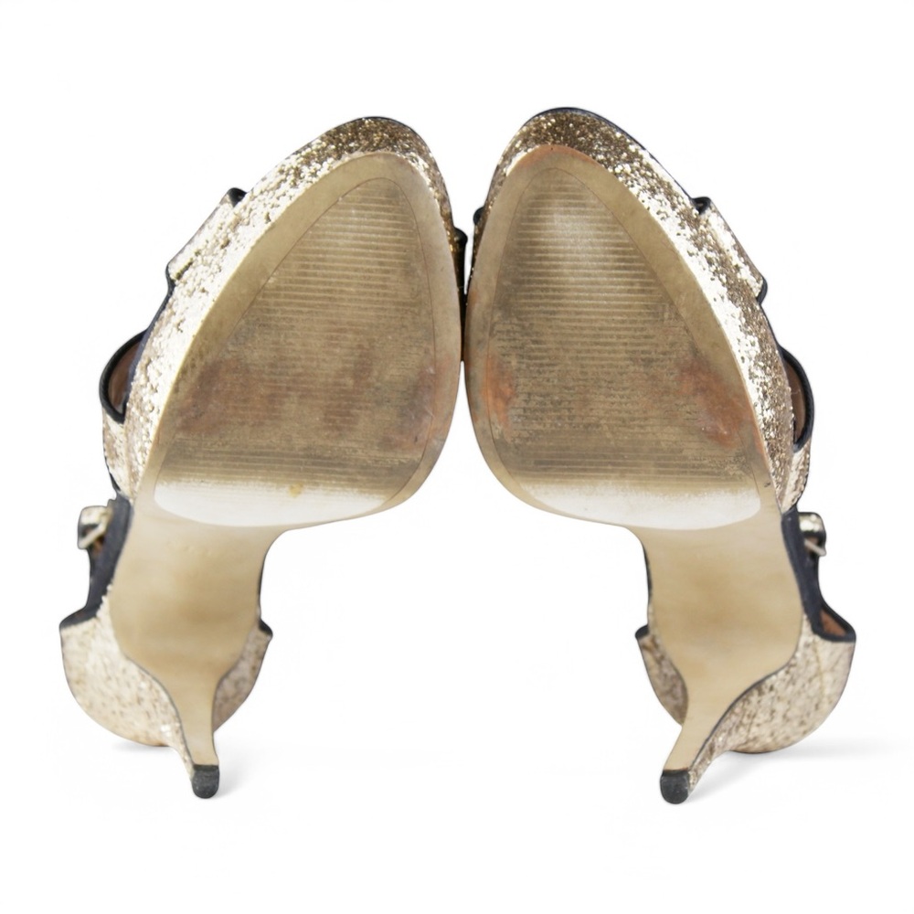 Elle Gold Glitter Strappy Platform High Heel Sandals Size 9 - Picture 5 of 7